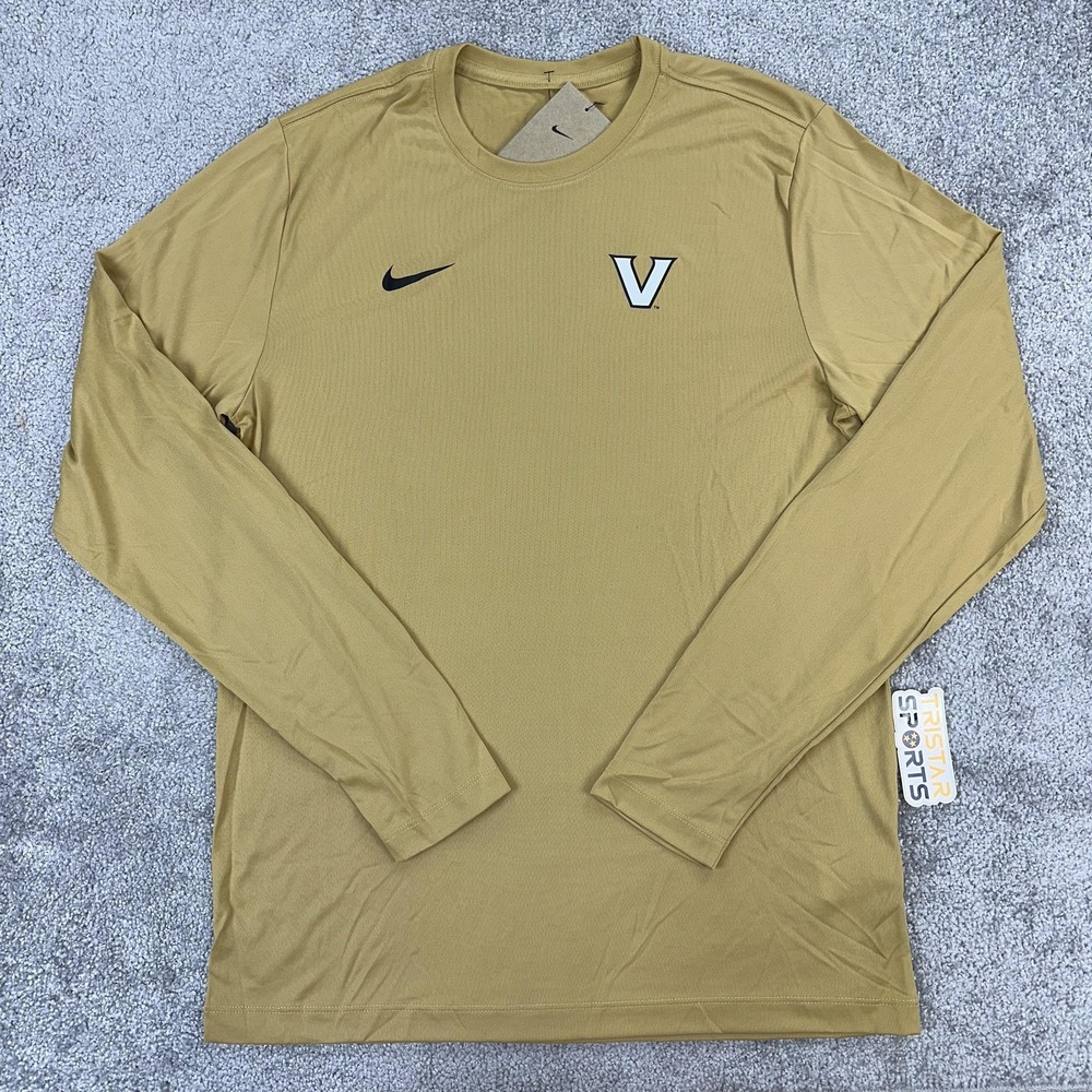 Vanderbilt Commodores Shirt Mens Medium Gold Nike Dri Fit Long Sleeve